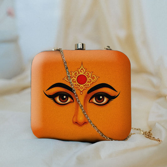 Durga Maa Portrait with Bindi Printed Clutch