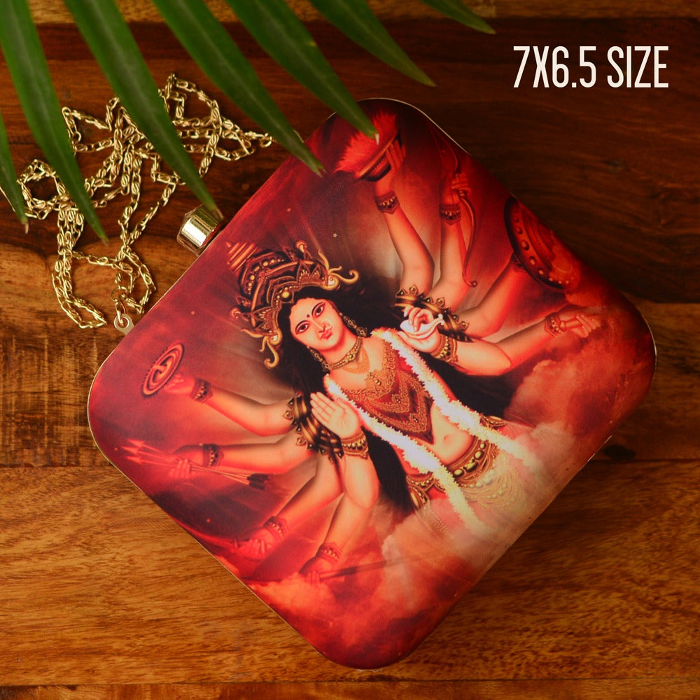Maa Durga Printed Clutch