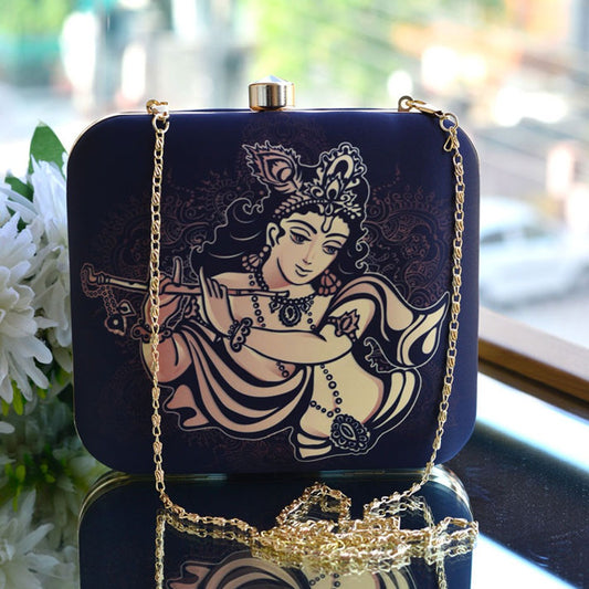Lord Krishna with Basuri Portrait Clutch