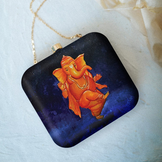 Indian Ethnic Designer Box Clutch with Lord Ganesha