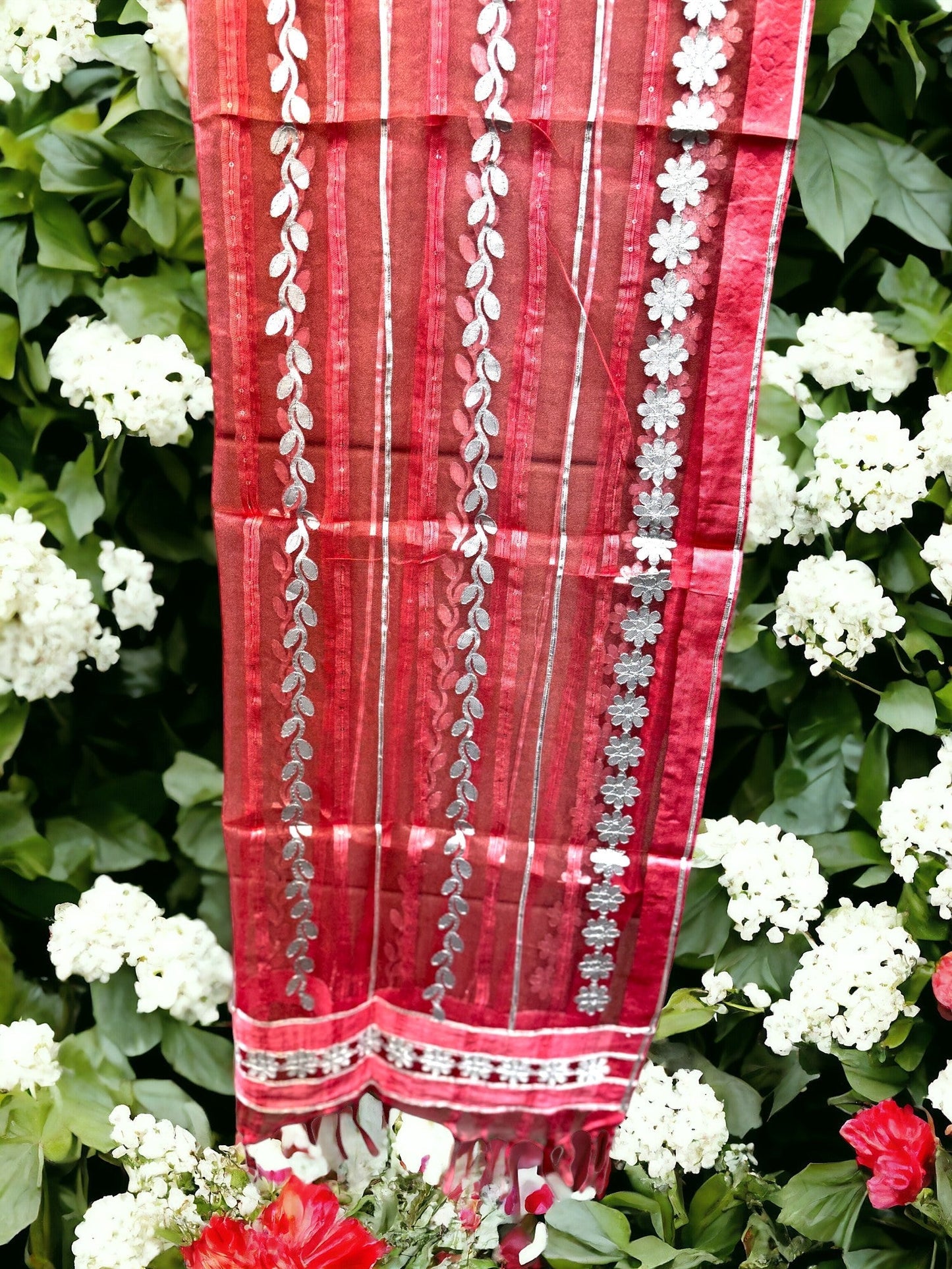 Dupatta with Silver Gota Work