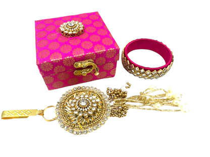 Combo of Kundan Bangle & Satka in Gift Box (Assorted)