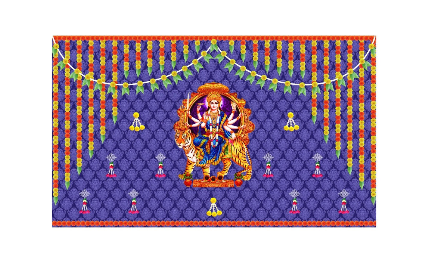 5x8 Feet Durga Fabric Reusable Backdrop Banner for Durga Pooja/Navratri (1034)