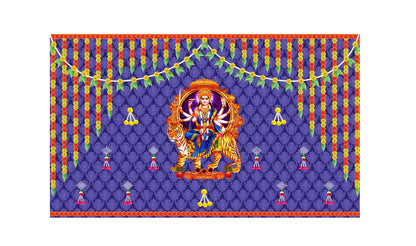 5x8 Feet Durga Fabric Reusable Backdrop Banner for Durga Pooja/Navratri (1034)