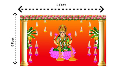 5x8 Feet Fabric Reusable Backdrop Banner for Diwali/Laxmi Pooja