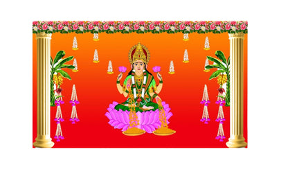 5x8 Feet Fabric Reusable Backdrop Banner for Diwali/Laxmi Pooja
