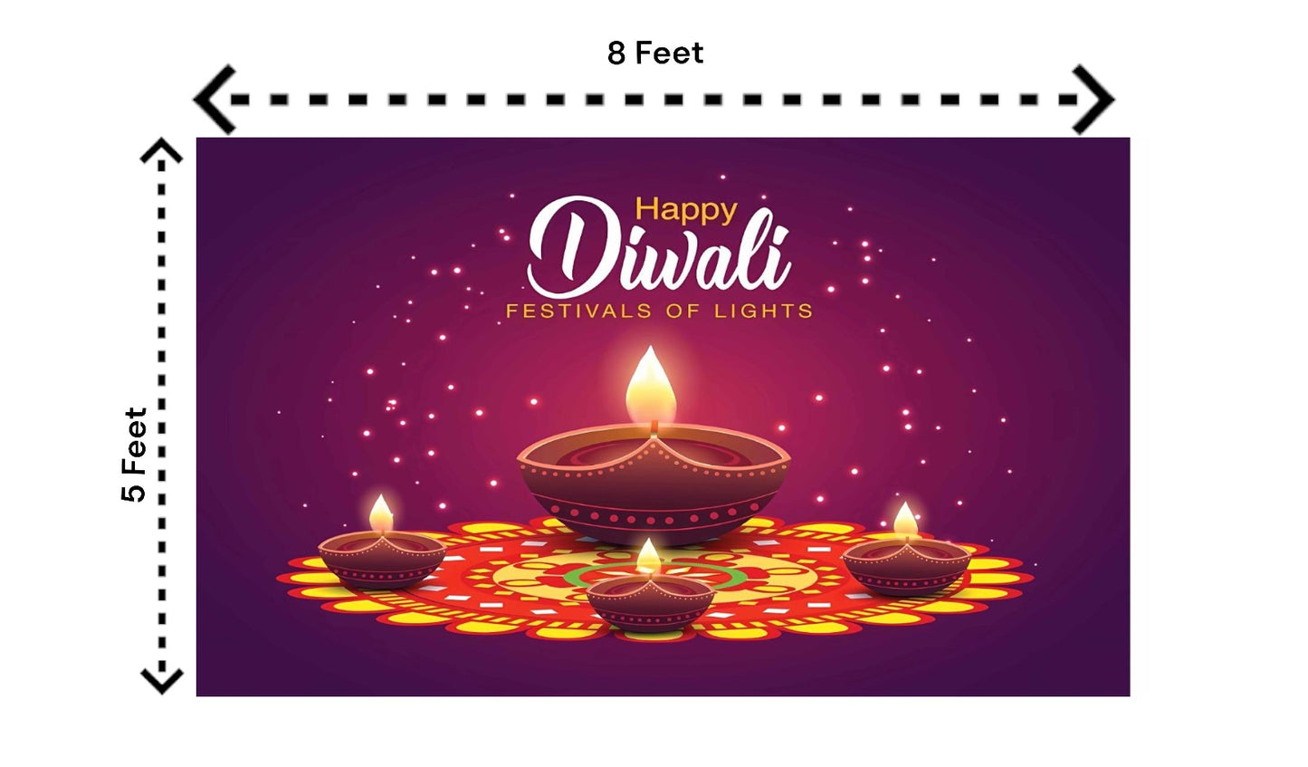 5x8 Feet Happy Diwali Fabric Backdrop Banner