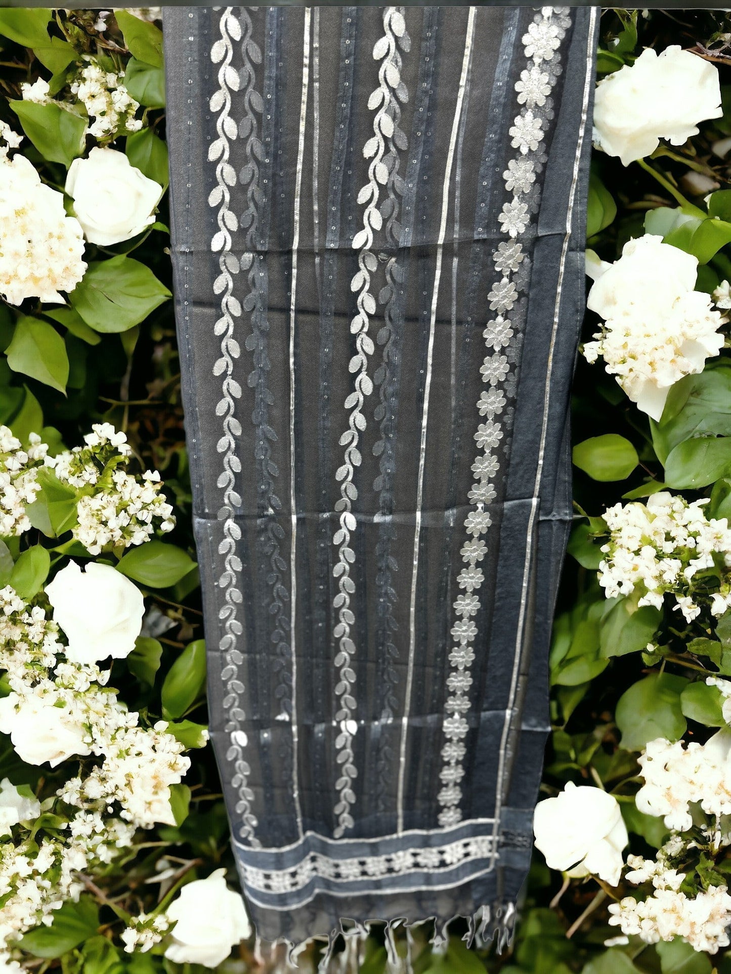 Dupatta with Silver Gota Work
