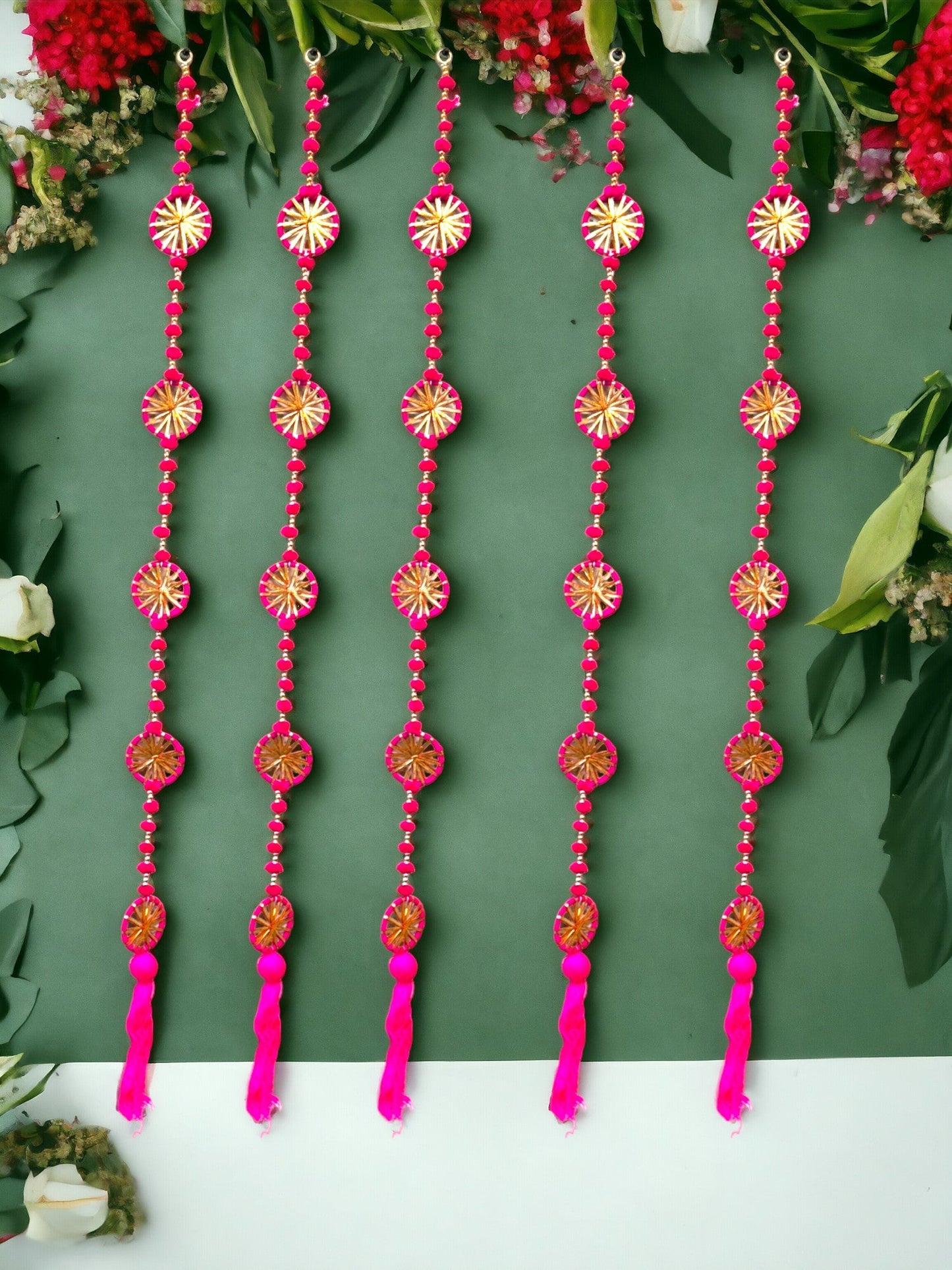 Gota Ring, PomPom & Beads Lari, Set of 5