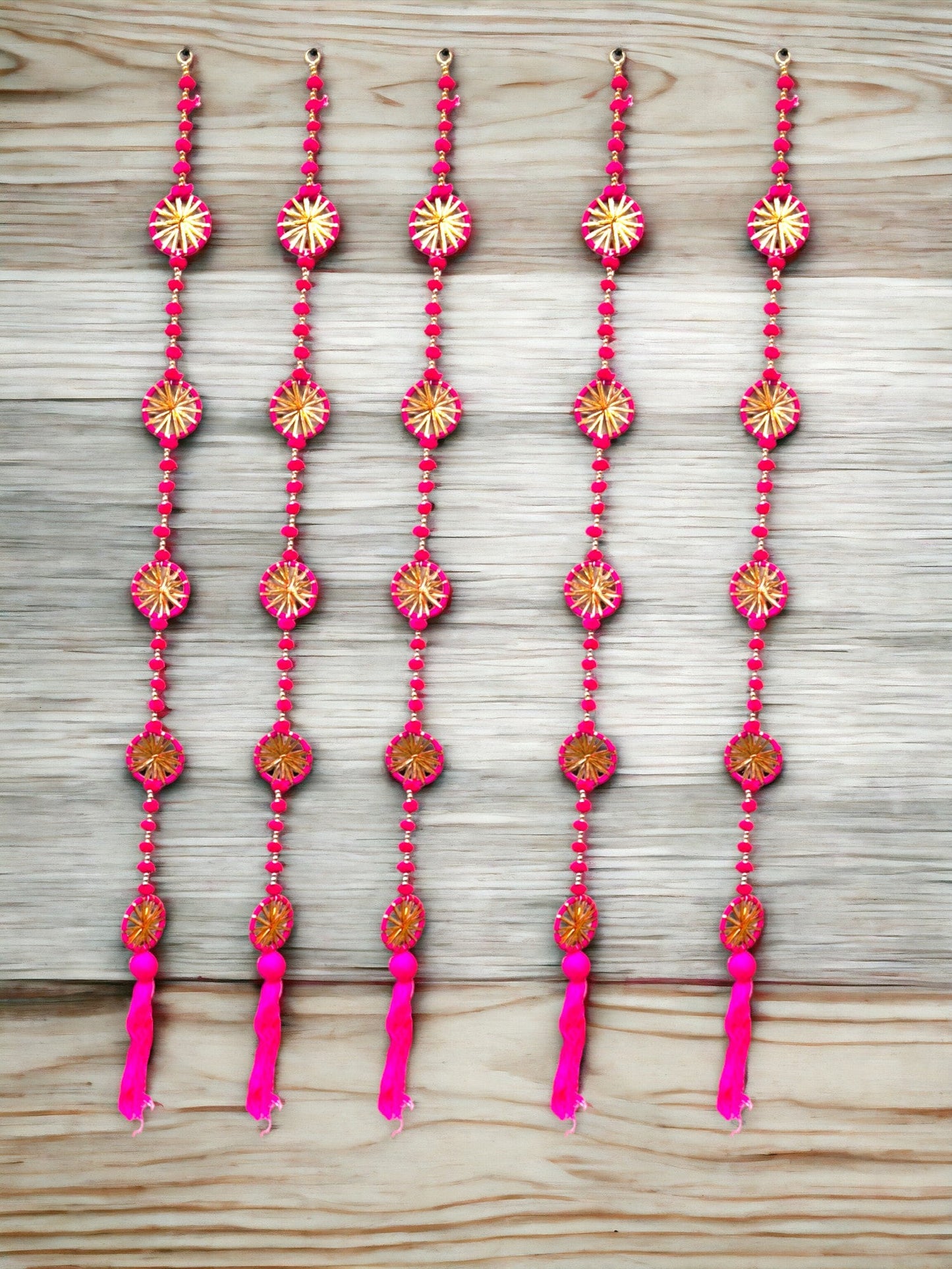 Gota Ring, PomPom & Beads Lari, Set of 5