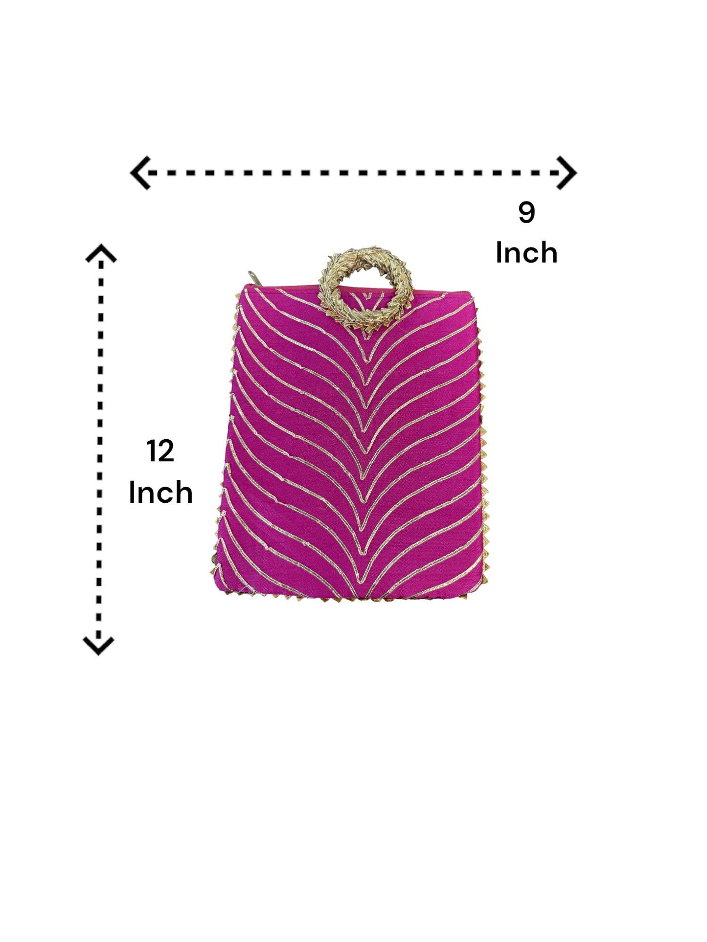 Gota Patti Bag With Handle & Zipper, Set of 6