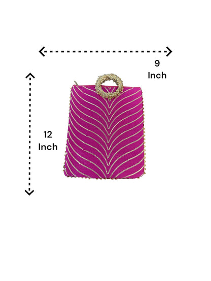 Gota Patti Bag With Handle & Zipper, Set of 6