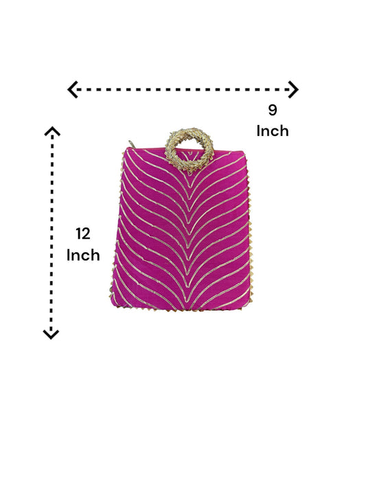 Gota Patti Bag With Handle & Zipper, Set of 6