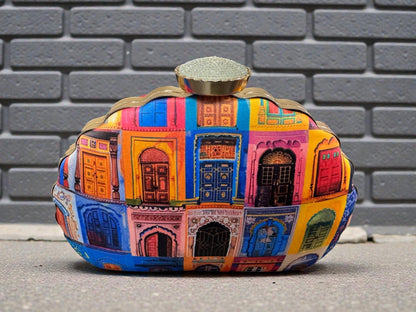 Designer Clutch with Portrait of Traditional Indian Architectural Windows & Doorways