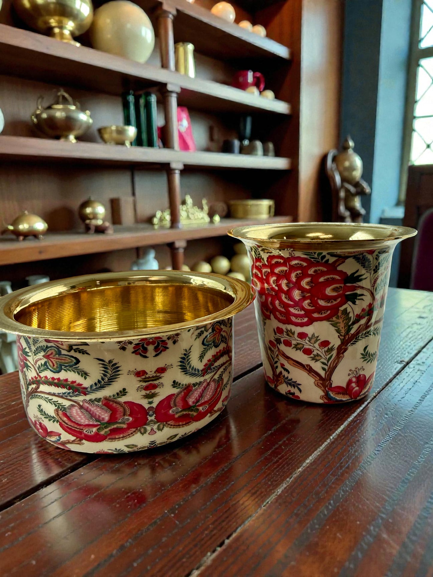 South Indian Brass Filter Coffee Serving Dabara or Filter Kaapi or Tumbler and Bowl/Saucer Set