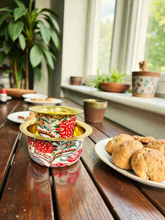 South Indian Brass Filter Coffee Serving Dabara or Filter Kaapi or Tumbler and Bowl/Saucer Set