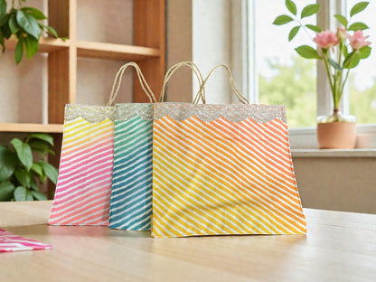 Big Lehariya Fabric Bags with Handle