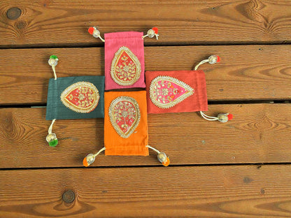 Small Gota Potlis with Gota Ball String to Pack Gifts in Style - 5x7