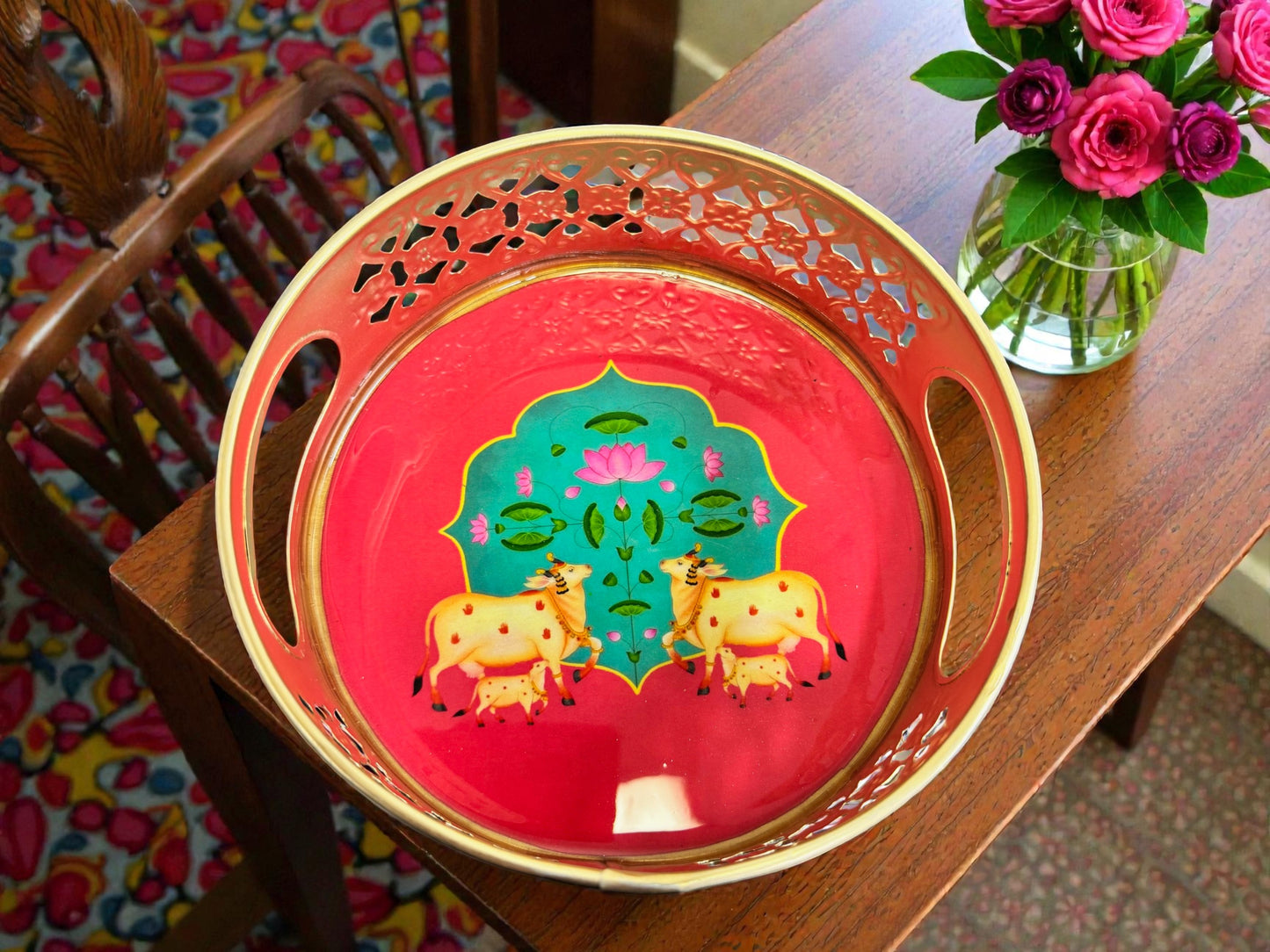 Designer Floral Print Tray Set