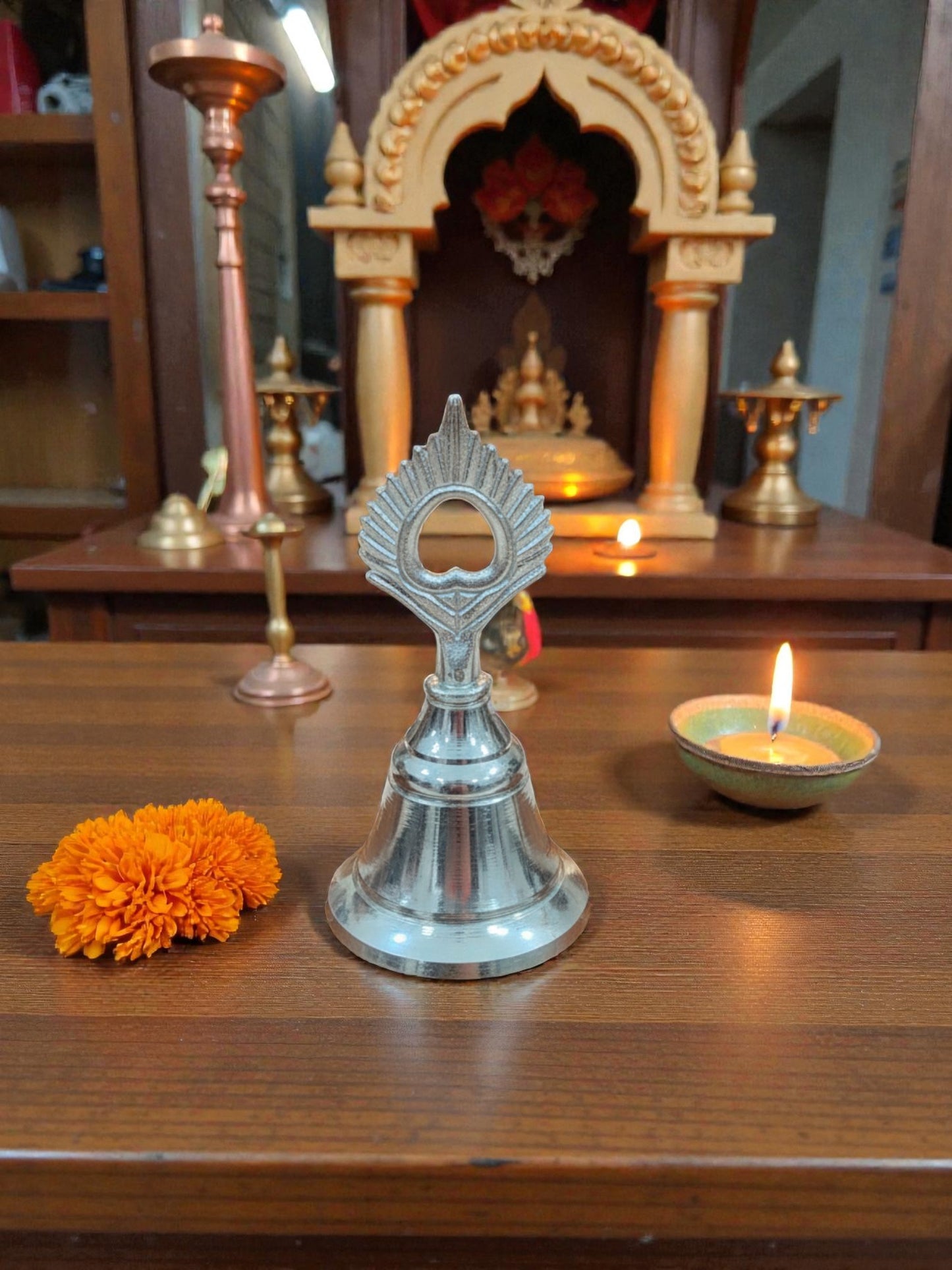 3" German Silver Bell for Puja - Affordable Diwali Return Gift/ Puja Return Gift