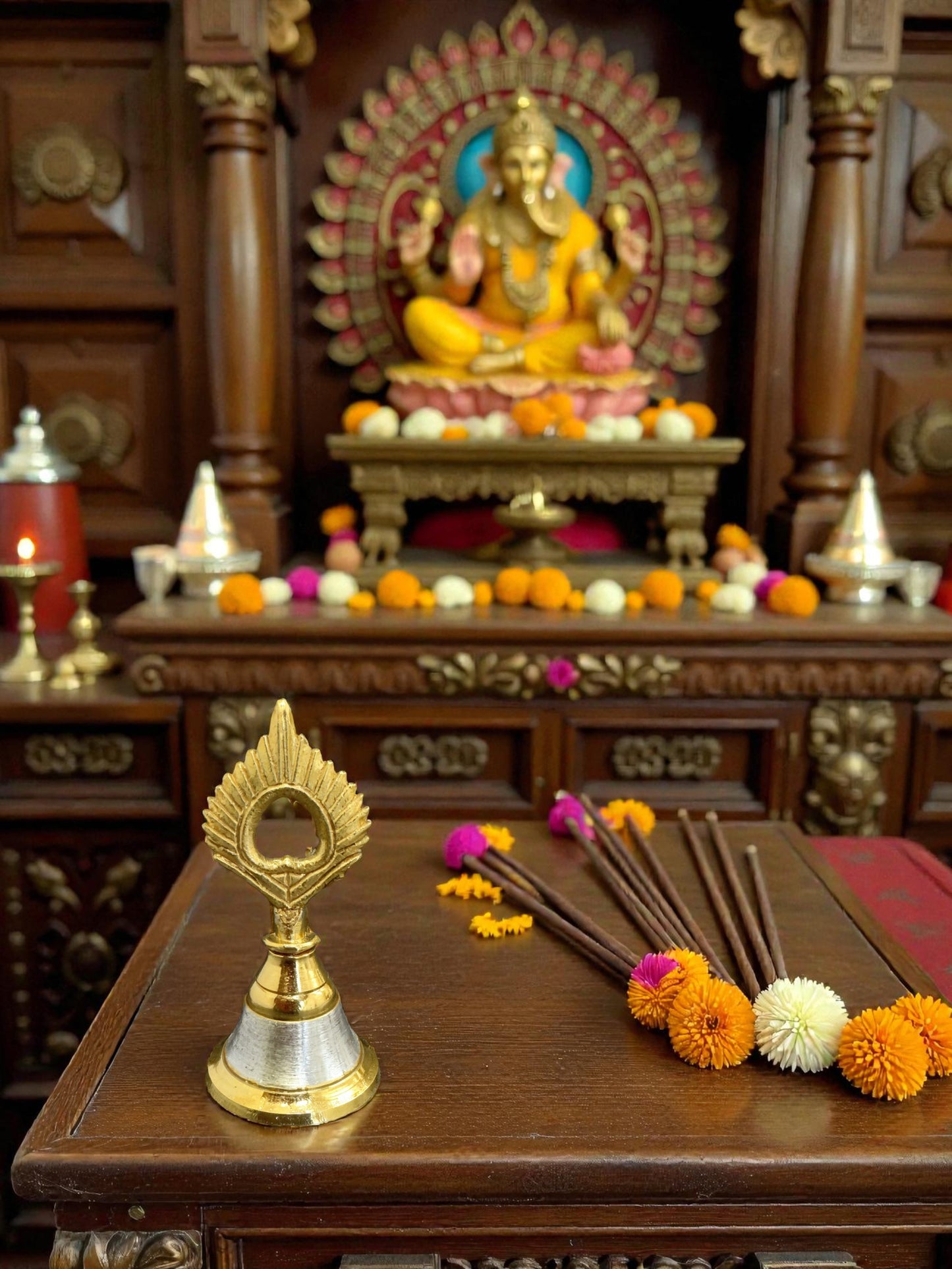 3" German Silver Bell for Puja - Affordable Diwali Return Gift/ Puja Return Gift