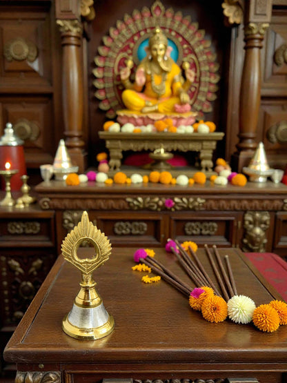 3" German Silver Bell for Puja - Affordable Diwali Return Gift/ Puja Return Gift