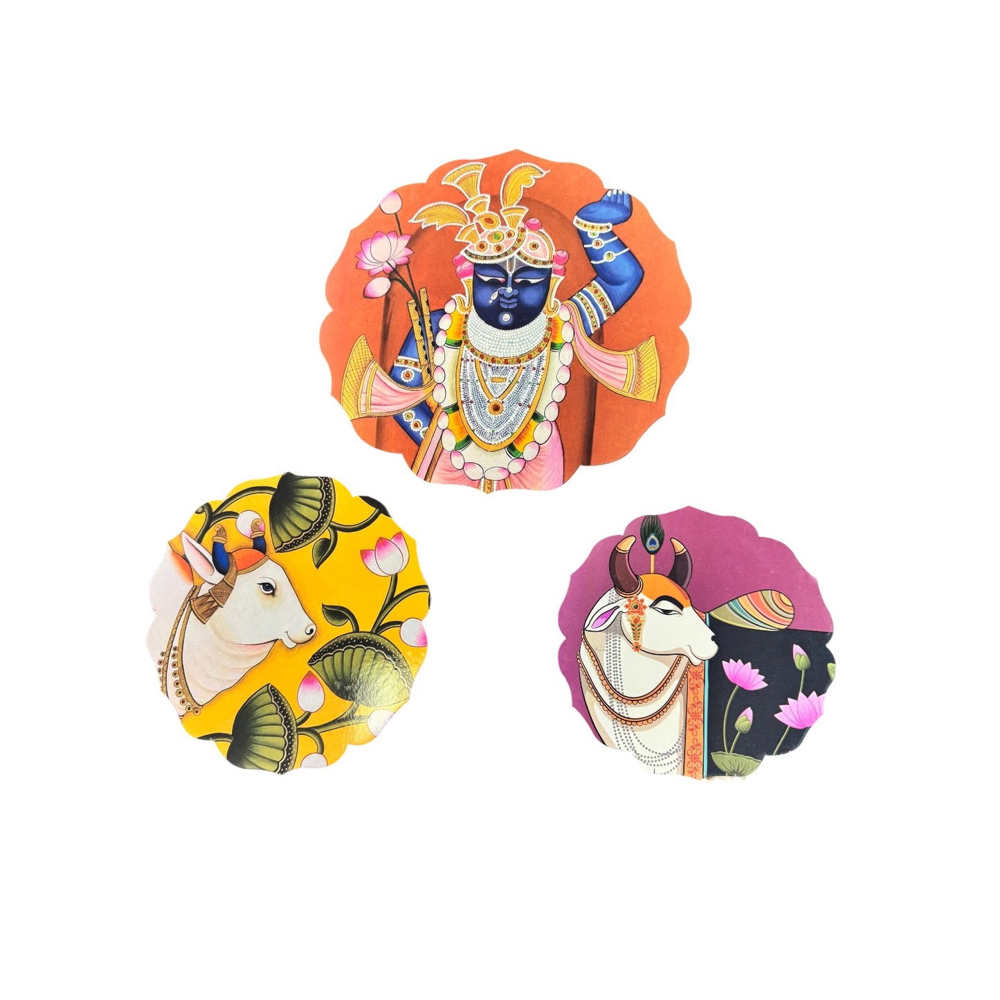 Set of 3 - Round Shape Wooden Wall Hanging Decor | Handcrafted Art | Mdf| Paintings | Sinary | Gifts | Sceneries For Wall | Unique Gift