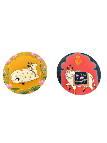 Set of 2 - Small Round MDF Wall Hanging Decor