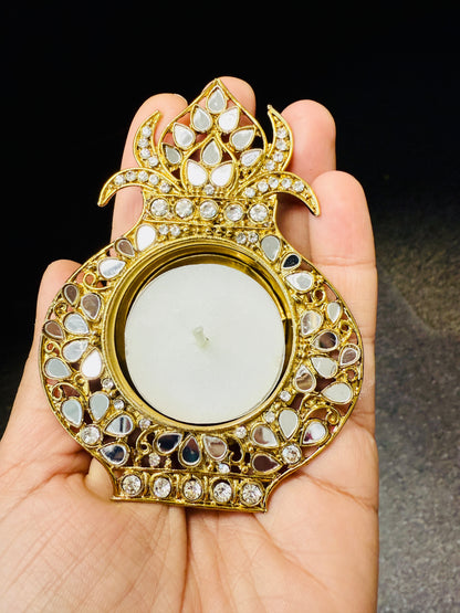 Kalash Shaped Mirror Diyas/ T-Light Holder