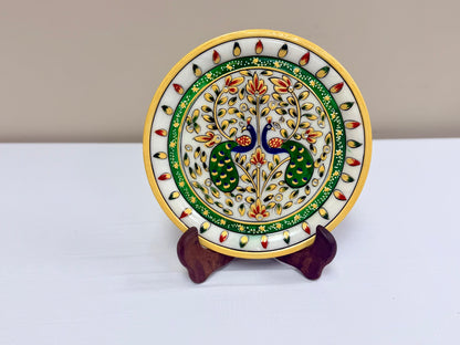 Hand Painted Marble Decorative Plates - 9 Inches