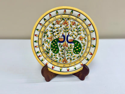 Hand Painted Marble Decorative Plates - 9 Inches