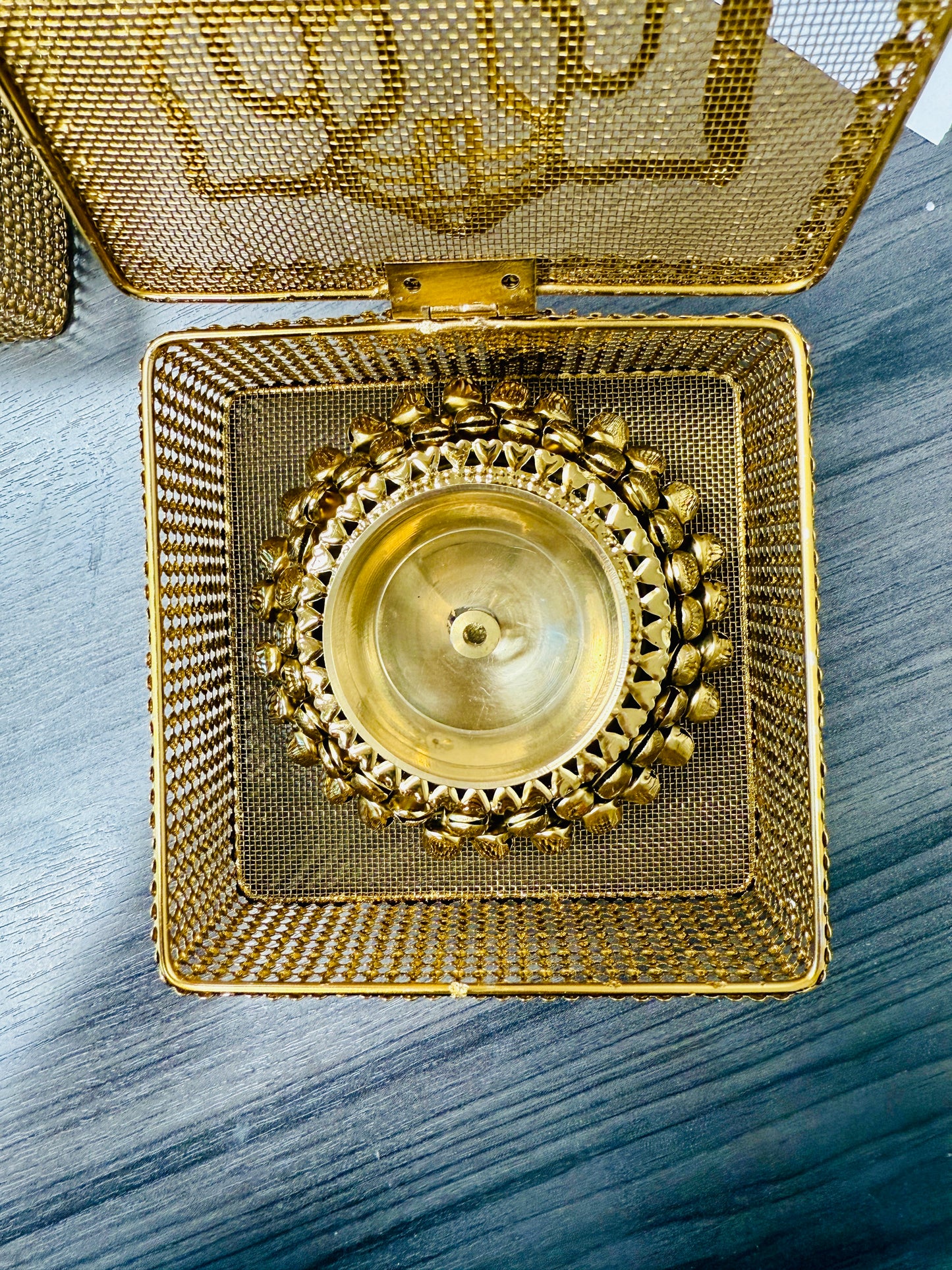 Brass Akhand Diya's with Ghungroo Base in Metal Gift Box with Ganesha Decal