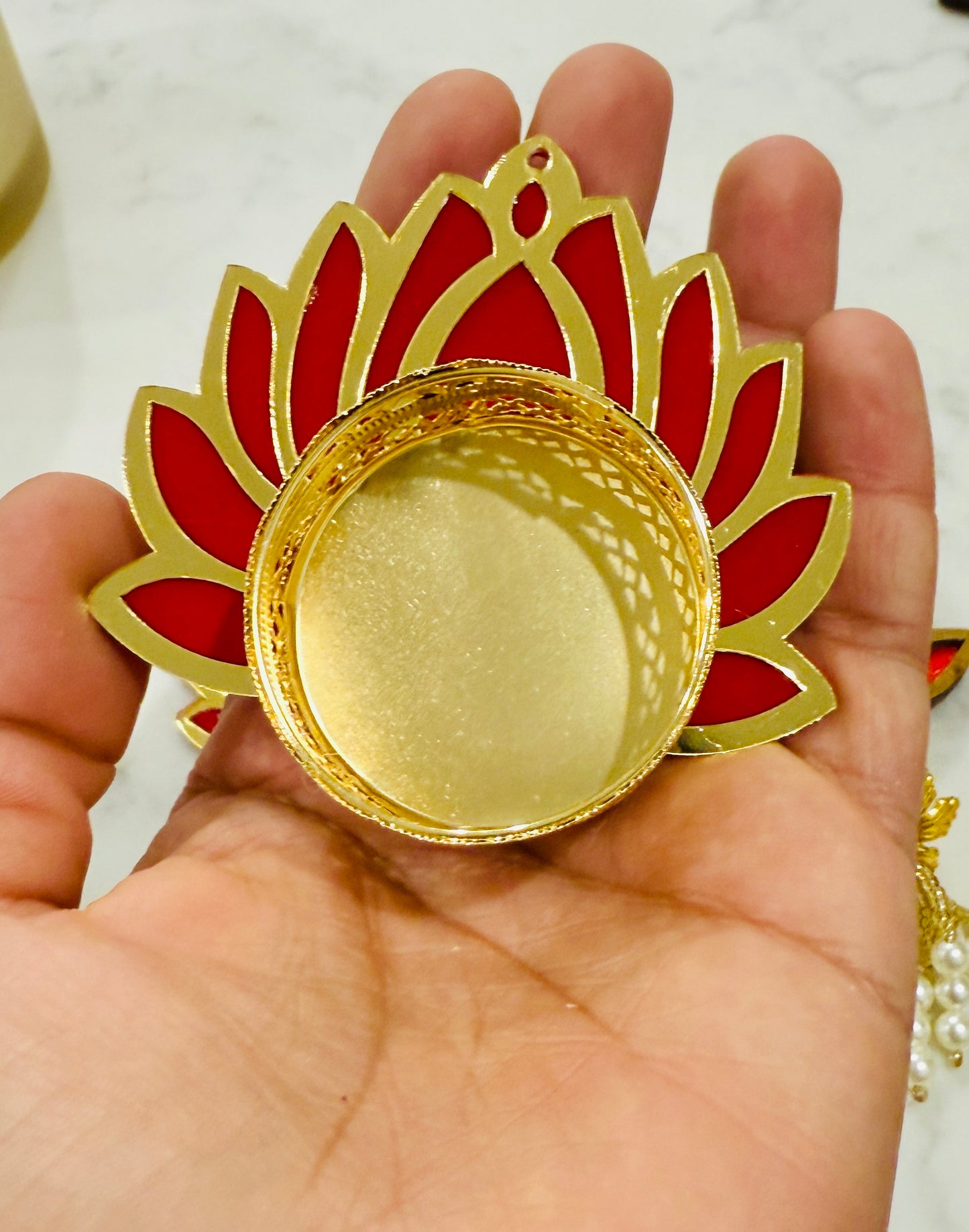 Lotus Theme Shubh Labh & Diya Combo
