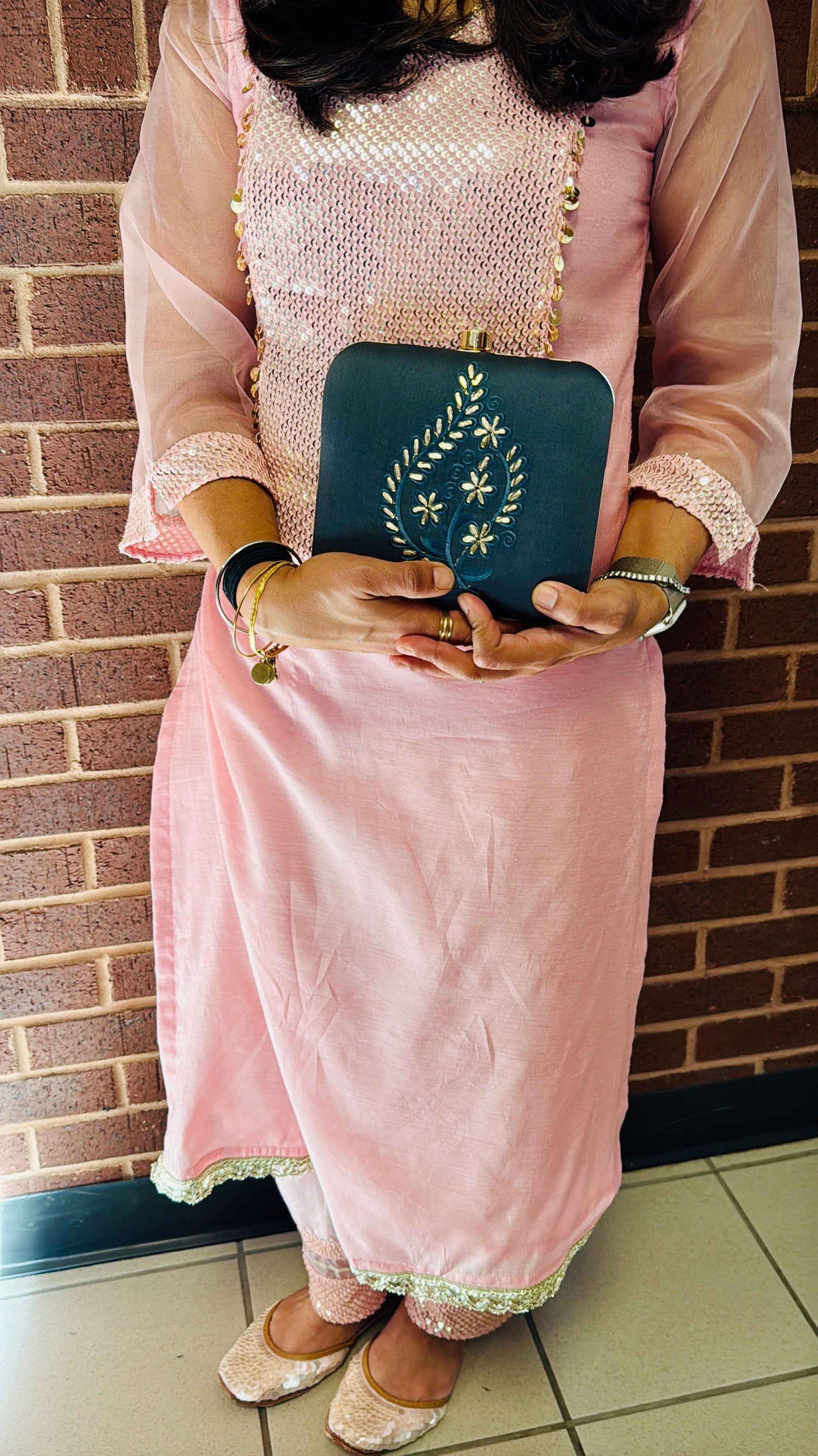 Exclusive Gray Clutch with Embroidery