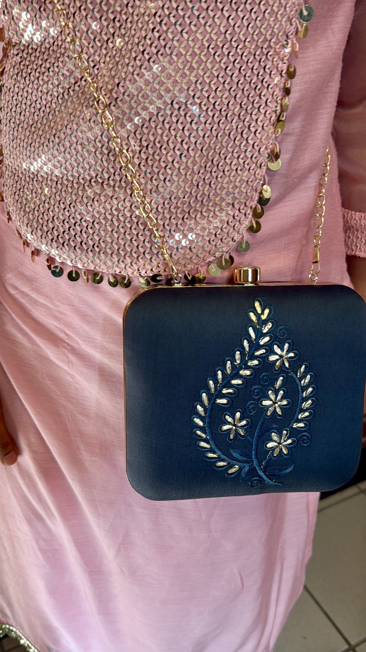 Exclusive Gray Clutch with Embroidery