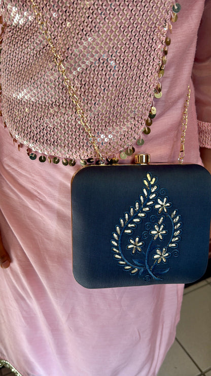 Exclusive Gray Clutch with Embroidery
