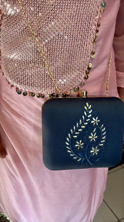 Exclusive Gray Clutch with Embroidery