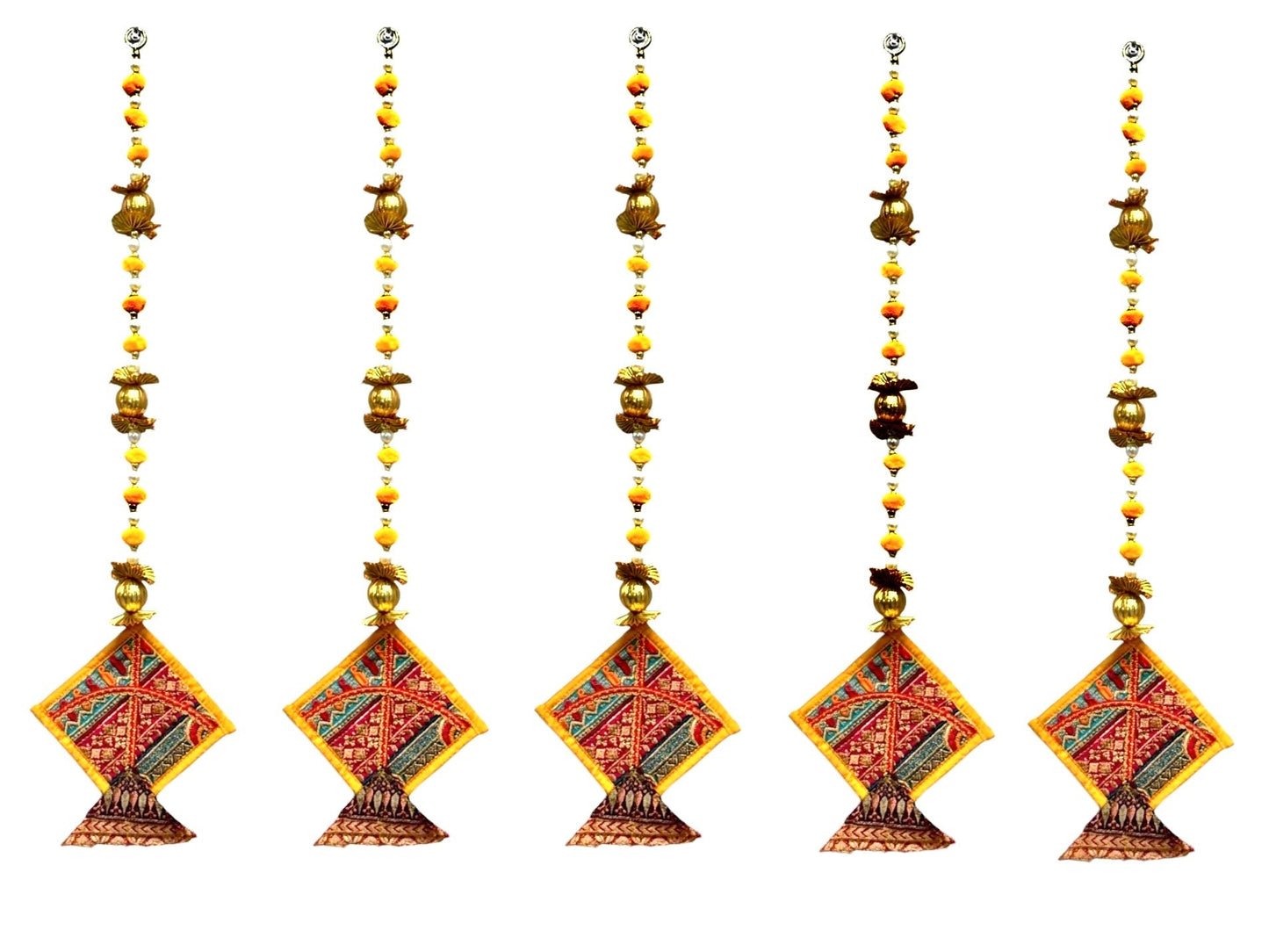 26" Long Gota Ball & Pearl Lari with Kite Tassels for Lohri or Makar Sankranti, Set of 5