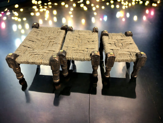 Wooden Jute Khaat / Manji, Set of 3