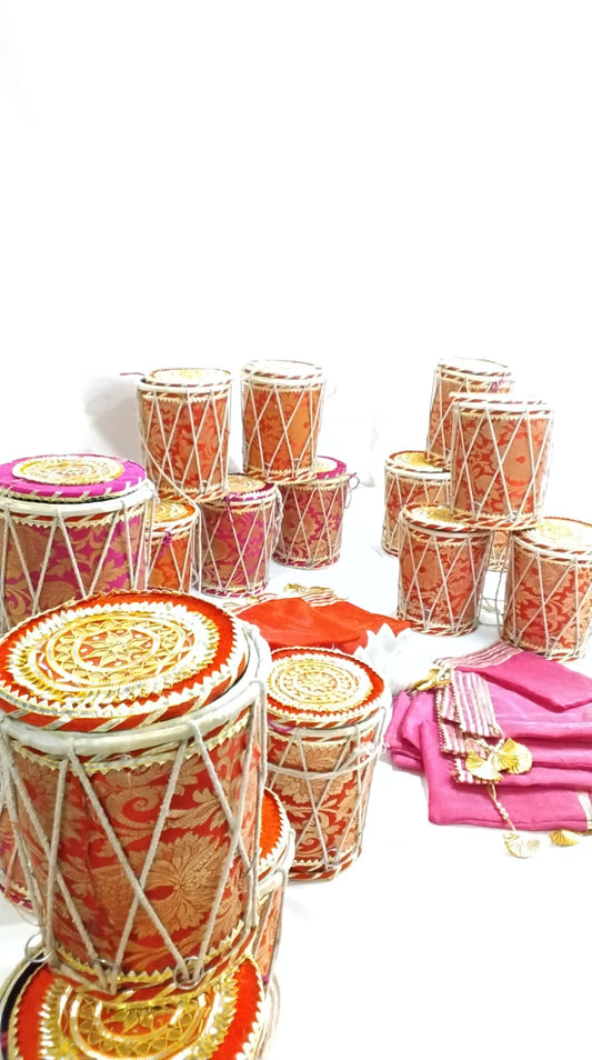 Brocade Dholak Giveaway Box with Embroidery - 1 KG