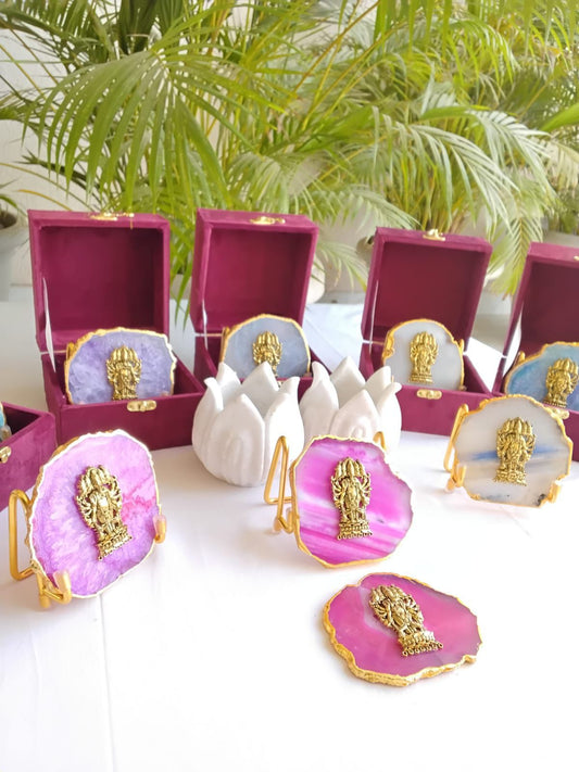 Ganesha on Agate with Stand & Suede Gift Box - Premium Gift for Any Occasion