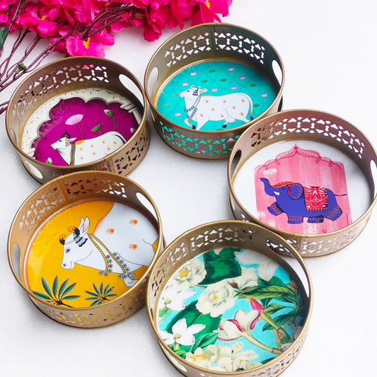 Designer Floral Print Tray Set