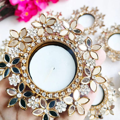 Set of 2 Mirror Diya - Beautiful Return Gifts for Any Occasion - Diwali Gifts