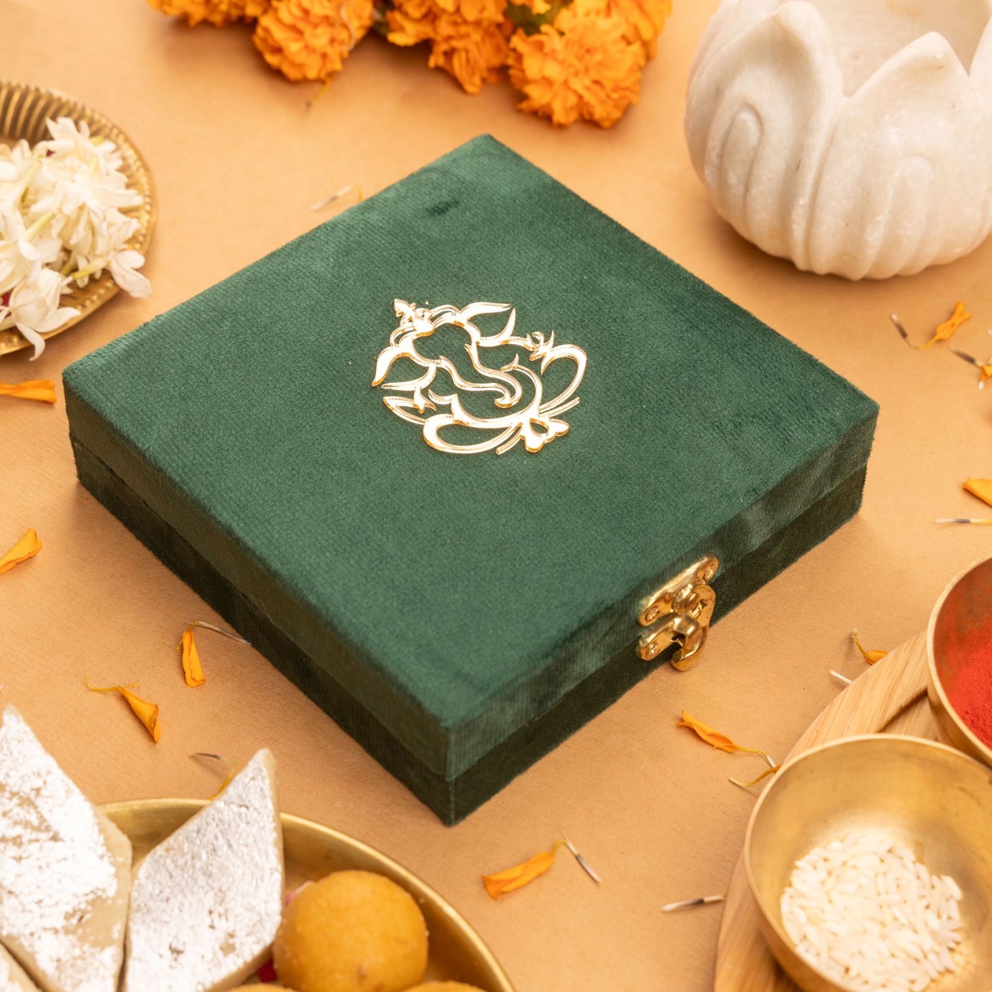 Laxmi Charan on Marble Base with Gift Box - Premium Gift for Hostess/ Housewarming Gift