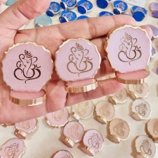 Resin Ganesha in Agate Texture - Set of 5 - Perfect Return Gifts for Ganesh Chathurthi/Diwali/Puja