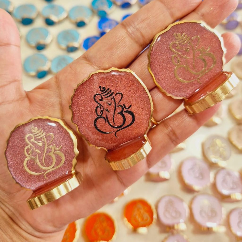 Resin Ganesha in Agate Texture - Set of 5 - Perfect Return Gifts for Ganesh Chathurthi/Diwali/Puja