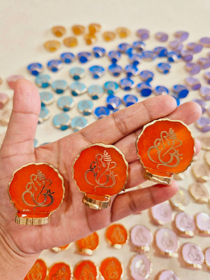Resin Ganesha in Agate Texture - Set of 5 - Perfect Return Gifts for Ganesh Chathurthi/Diwali/Puja
