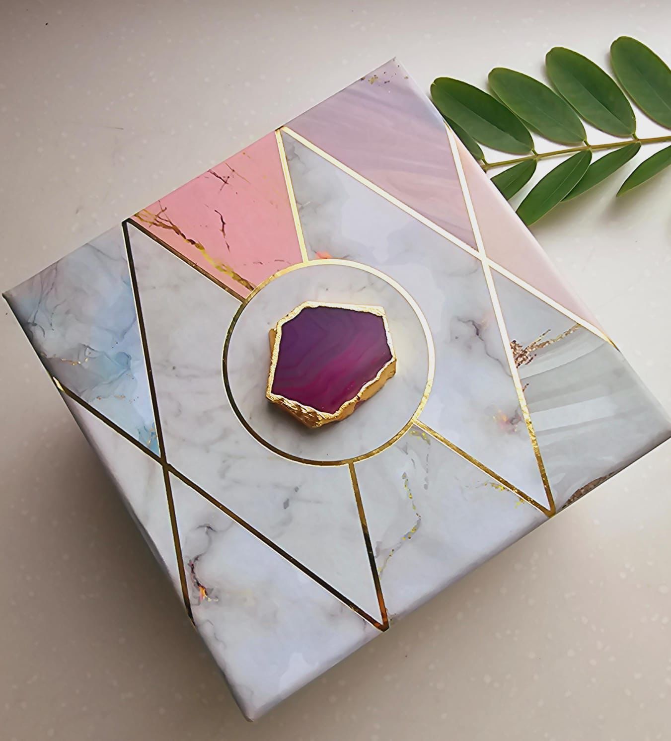 Marble T-Light Holder with Metal Laxmi Ganesh in Luxurious Gift Box