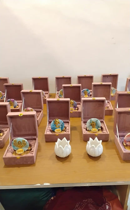 Laxmi on Agate T-light Holder in Velvet Gift Box - Premium Gift for Housewarming/ Hostess Gift