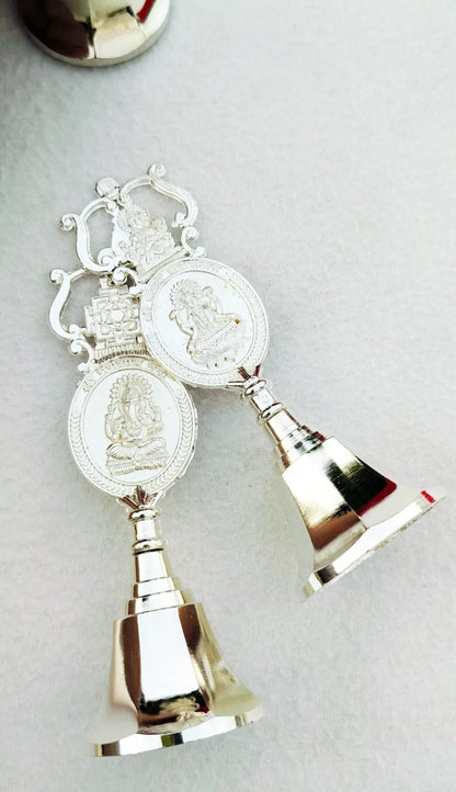 5" German Silver Bell for Puja - Affordable Diwali Return Gift/ Puja Return Gift